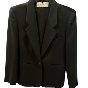 Evan Picone 100% WORSTED WOOL Black Blazer Size 6 Classic Career Jacket  EUC